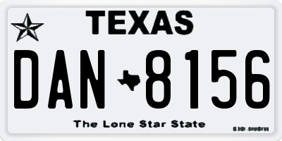 TX license plate DAN8156