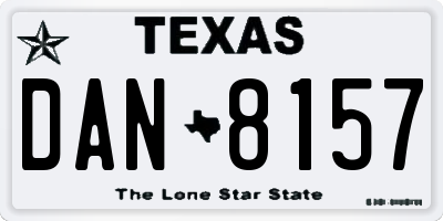 TX license plate DAN8157