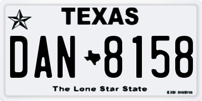 TX license plate DAN8158