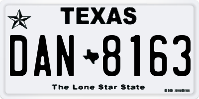 TX license plate DAN8163