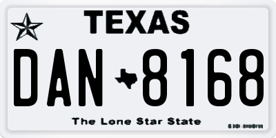 TX license plate DAN8168