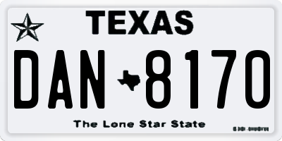 TX license plate DAN8170