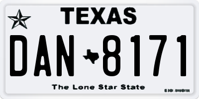 TX license plate DAN8171