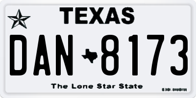 TX license plate DAN8173
