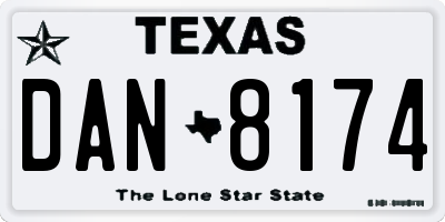 TX license plate DAN8174
