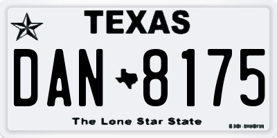 TX license plate DAN8175