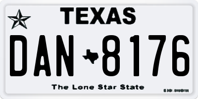 TX license plate DAN8176