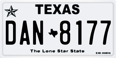 TX license plate DAN8177