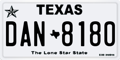 TX license plate DAN8180