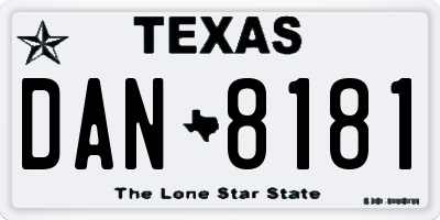 TX license plate DAN8181