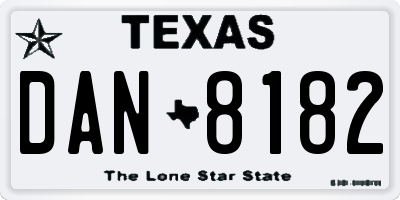 TX license plate DAN8182