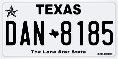 TX license plate DAN8185