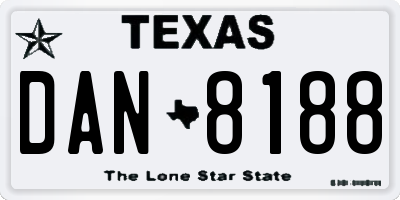 TX license plate DAN8188