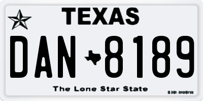 TX license plate DAN8189
