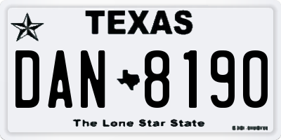 TX license plate DAN8190