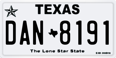 TX license plate DAN8191