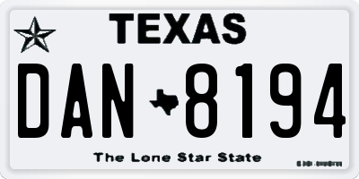 TX license plate DAN8194