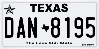 TX license plate DAN8195
