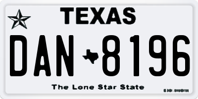 TX license plate DAN8196