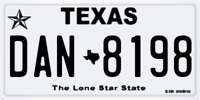 TX license plate DAN8198