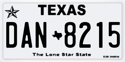 TX license plate DAN8215