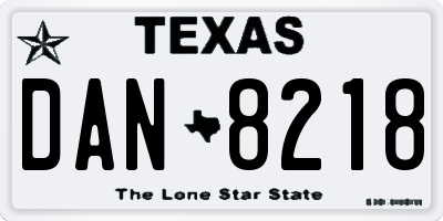 TX license plate DAN8218