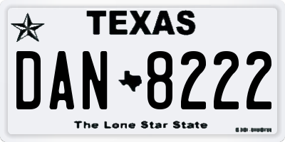 TX license plate DAN8222