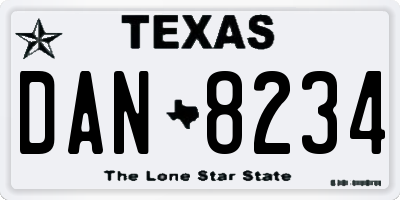 TX license plate DAN8234