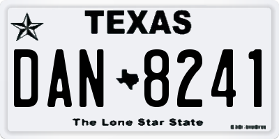 TX license plate DAN8241