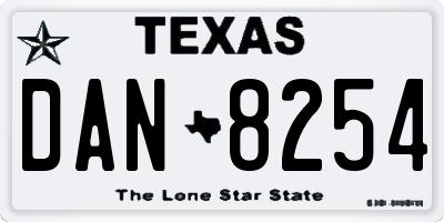 TX license plate DAN8254
