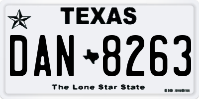 TX license plate DAN8263