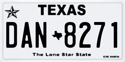 TX license plate DAN8271
