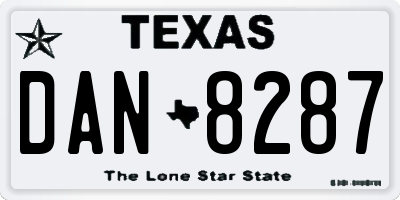 TX license plate DAN8287