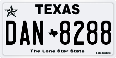 TX license plate DAN8288