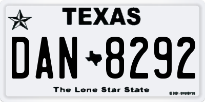 TX license plate DAN8292