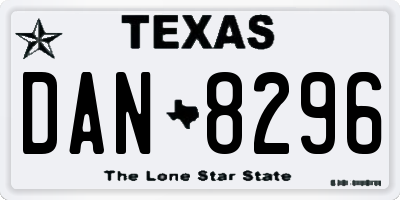 TX license plate DAN8296