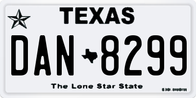 TX license plate DAN8299