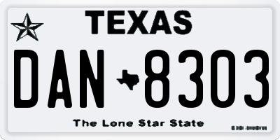 TX license plate DAN8303