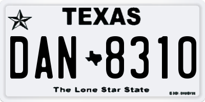 TX license plate DAN8310