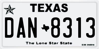 TX license plate DAN8313