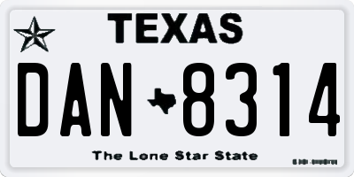 TX license plate DAN8314