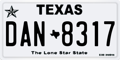 TX license plate DAN8317