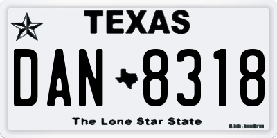 TX license plate DAN8318