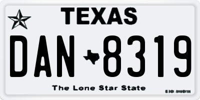TX license plate DAN8319