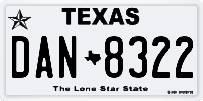 TX license plate DAN8322