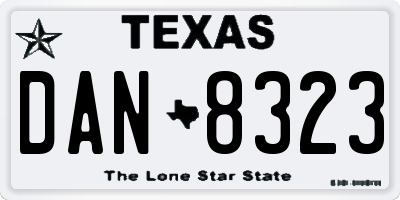 TX license plate DAN8323