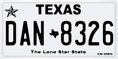 TX license plate DAN8326