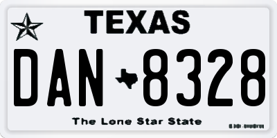 TX license plate DAN8328