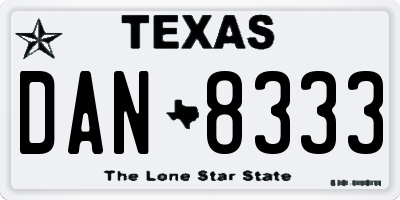 TX license plate DAN8333