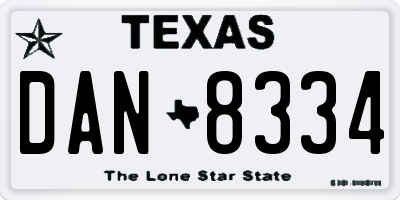 TX license plate DAN8334